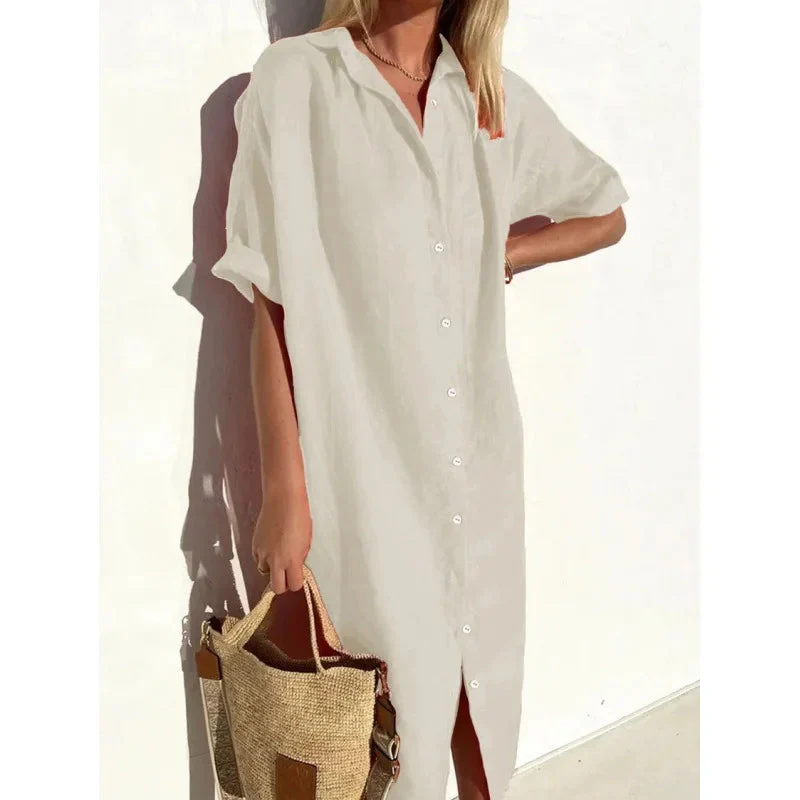 Summer Breeze Shirt Dress – Relaxed Cotton-Linen Comfort - Image 8