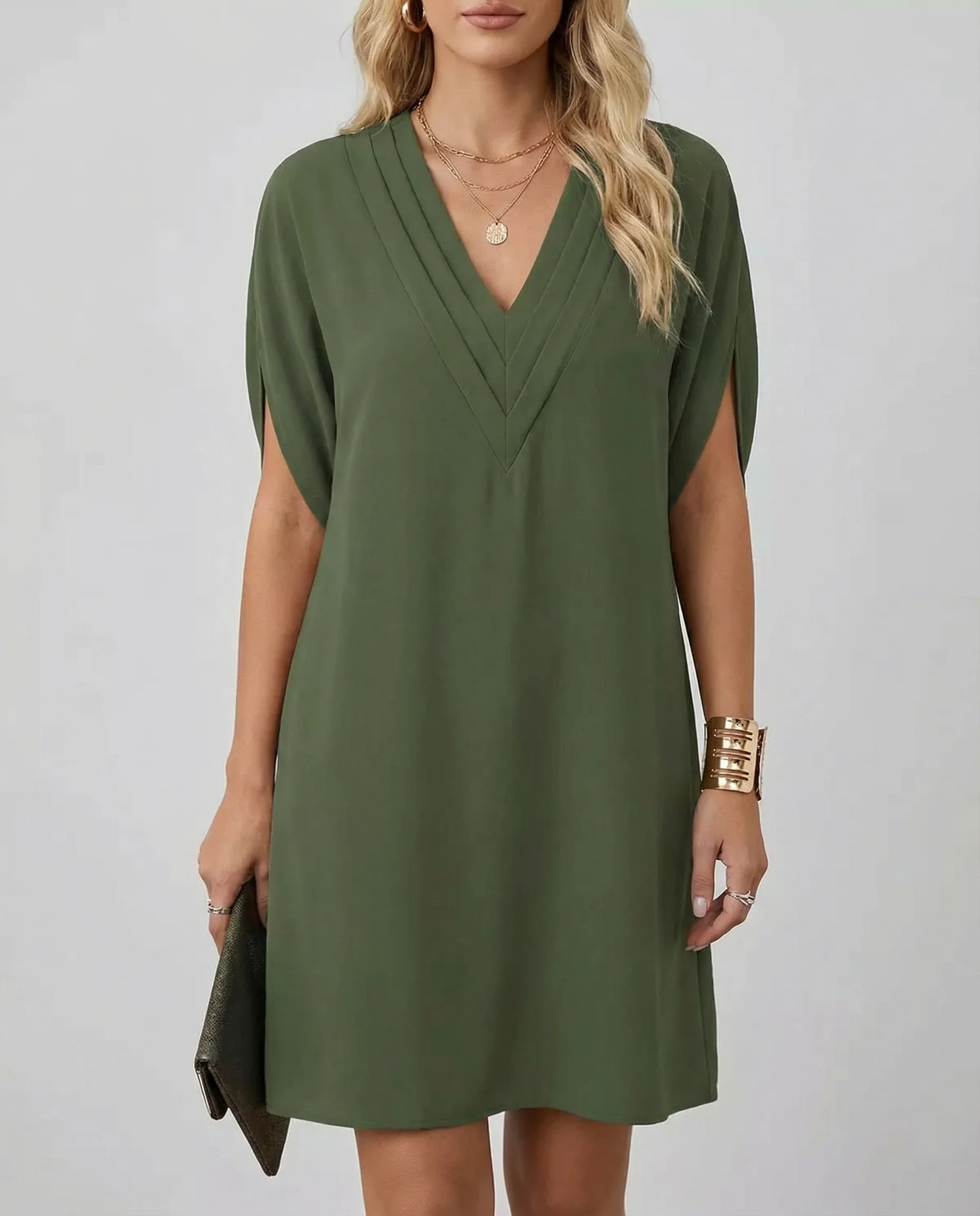 Summer Dress – Elegant V-Neck Multi-Layered Casual Outfit - Image 2
