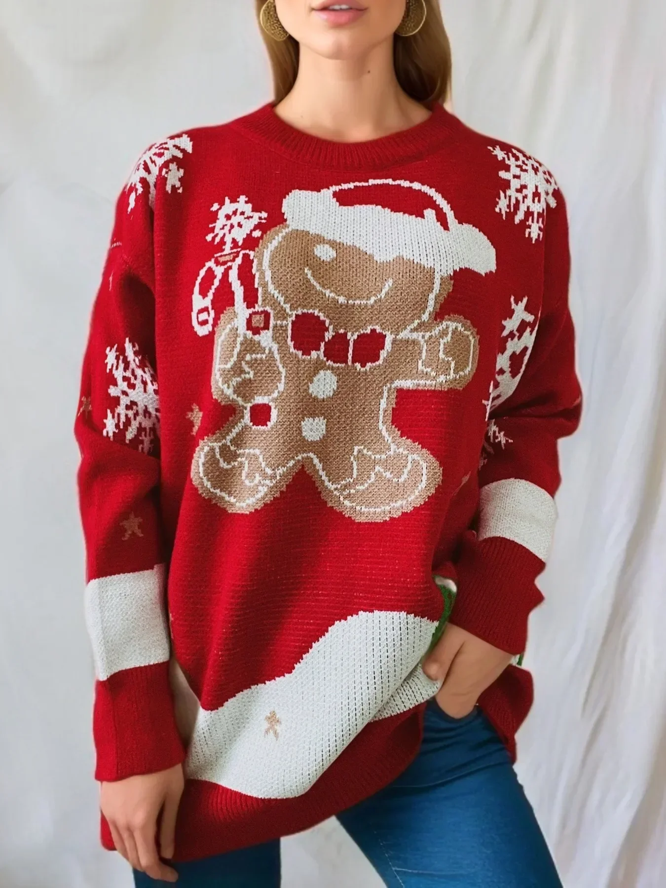 Women's Knitted Long Sleeve Christmas Sweater - Image 6