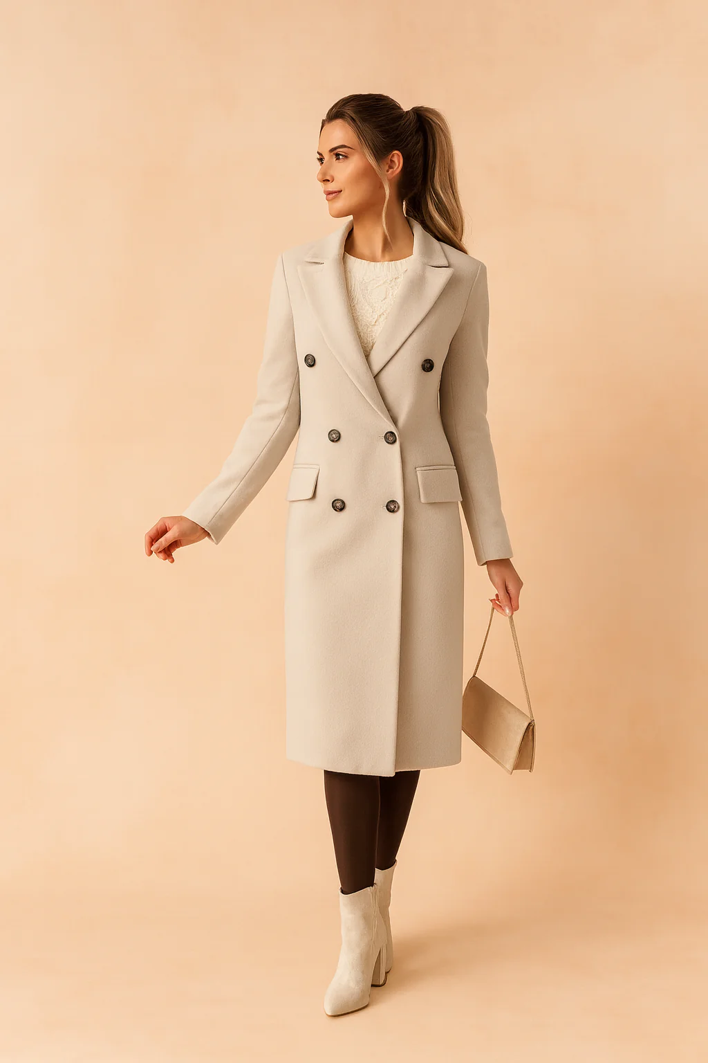 Tailored Double-Breasted Longline Blazer Coat for Women - Image 5