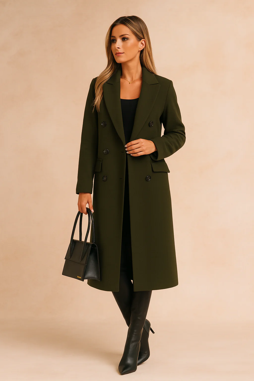 Tailored Double-Breasted Longline Blazer Coat for Women - Image 9