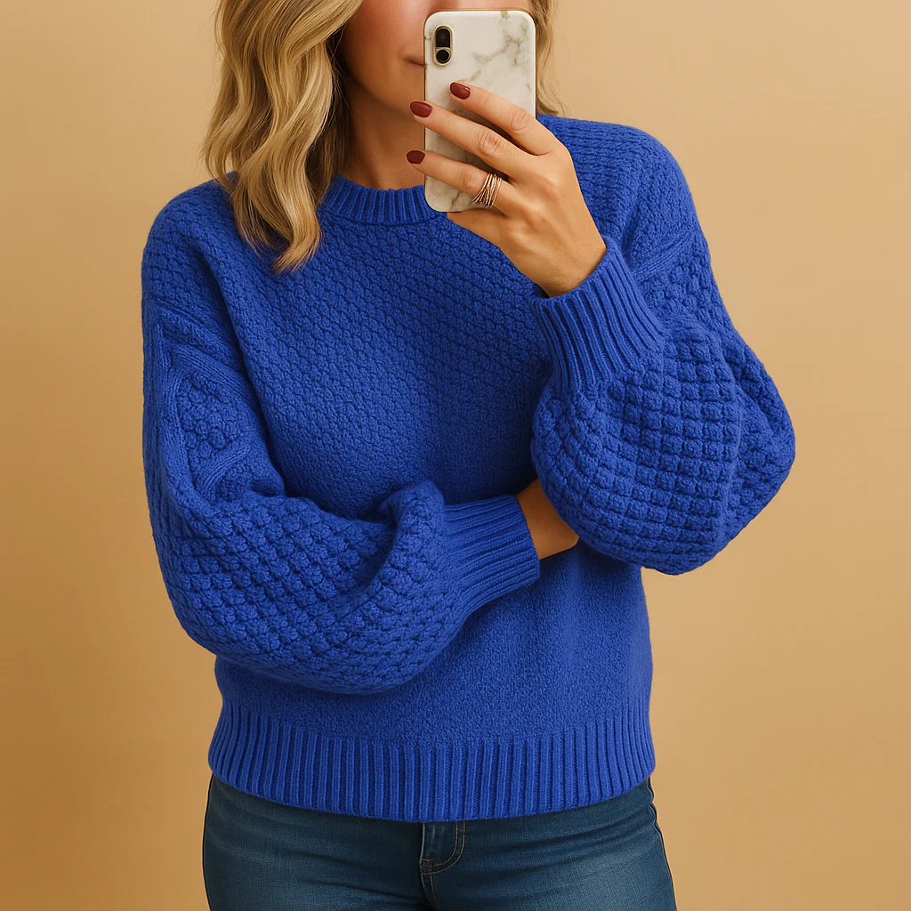 Textured Knit Pullover Sweater for Women — Cozy Fit - Image 3