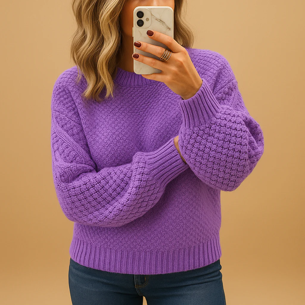 Textured Knit Pullover Sweater for Women — Cozy Fit - Image 6