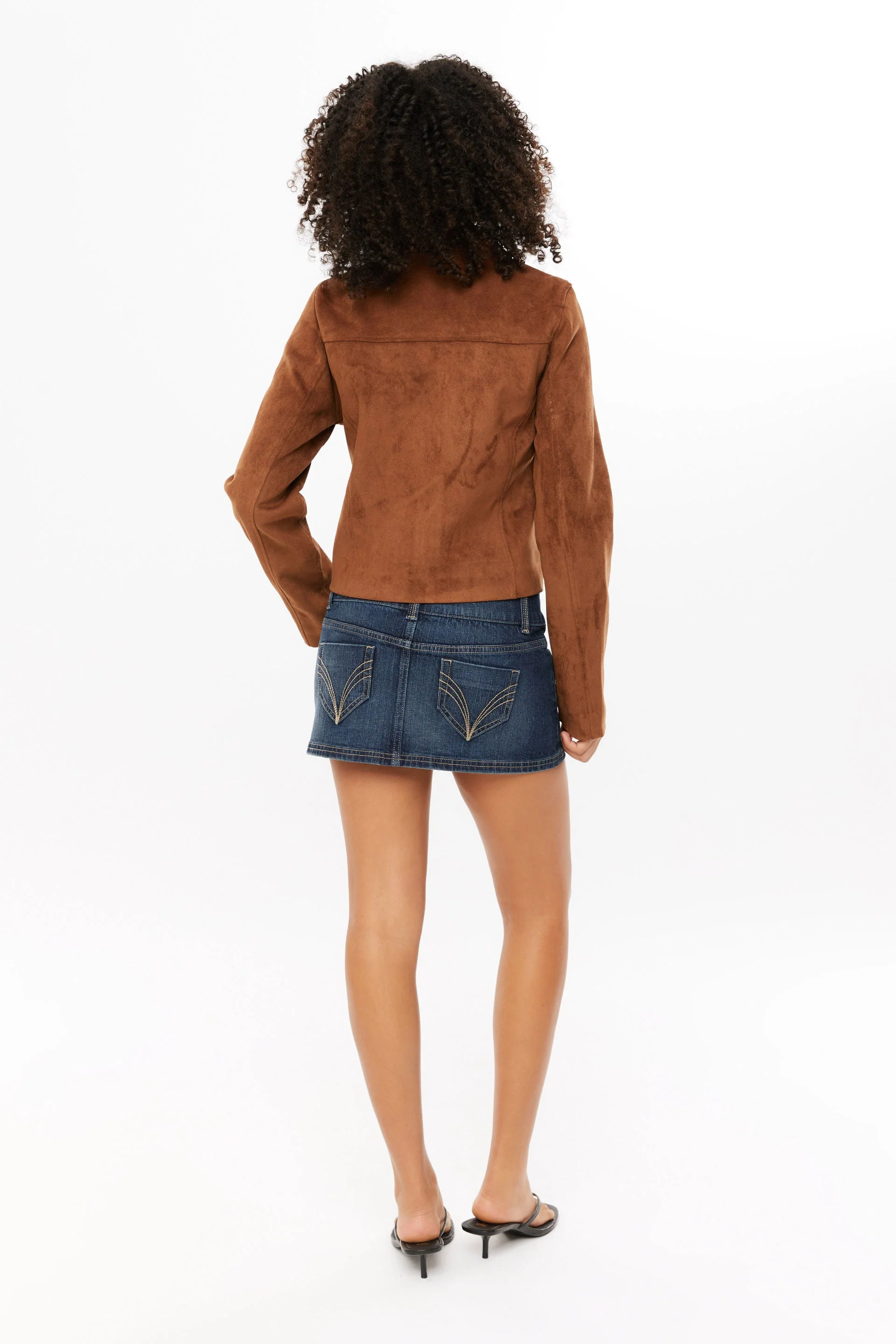Women's Tula Cropped Faux Suede Jacket - Image 3