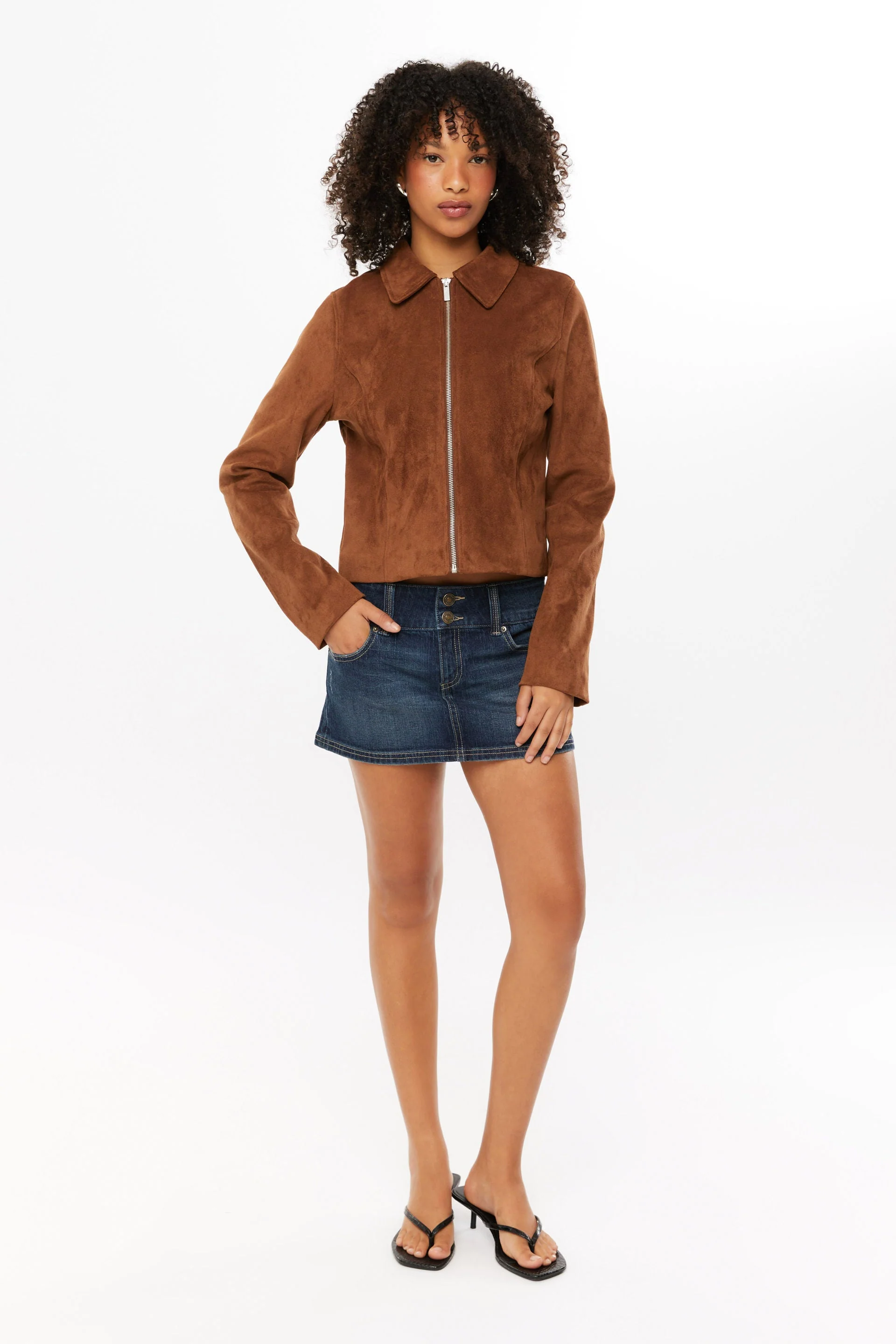 Women's Tula Cropped Faux Suede Jacket - Image 6