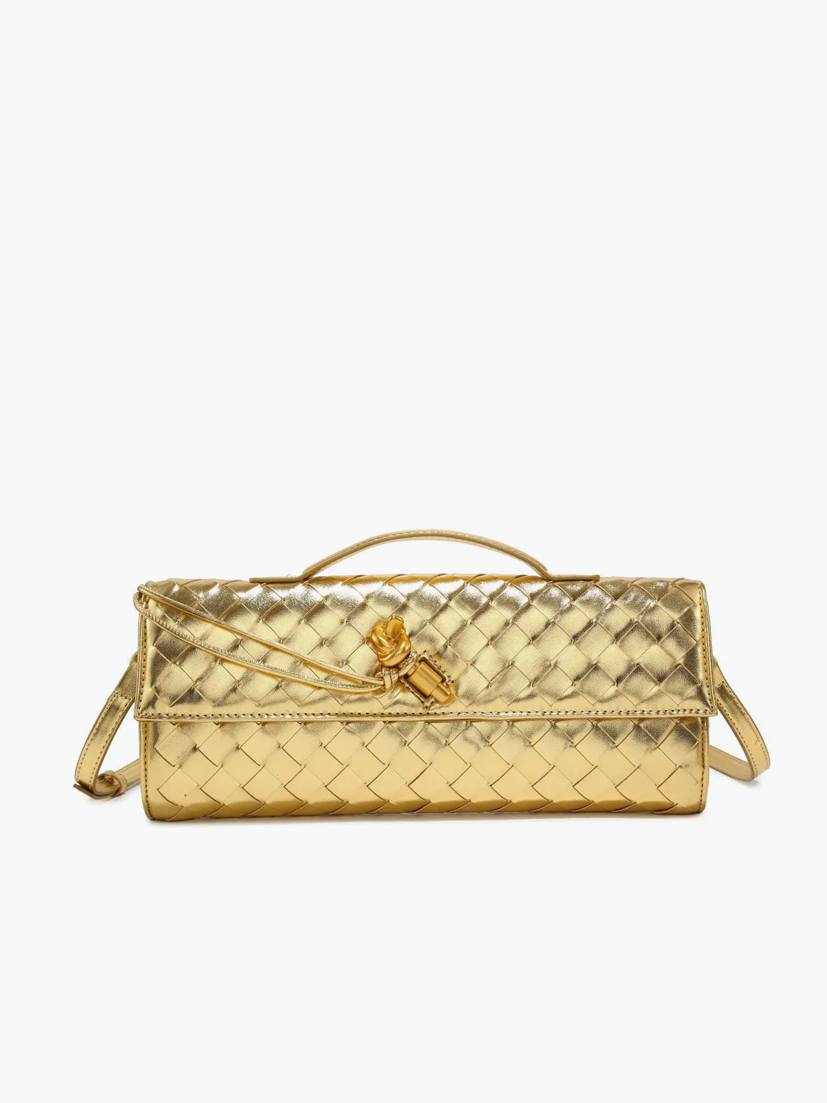 Woven Flap Clutch Handbag - Image 8