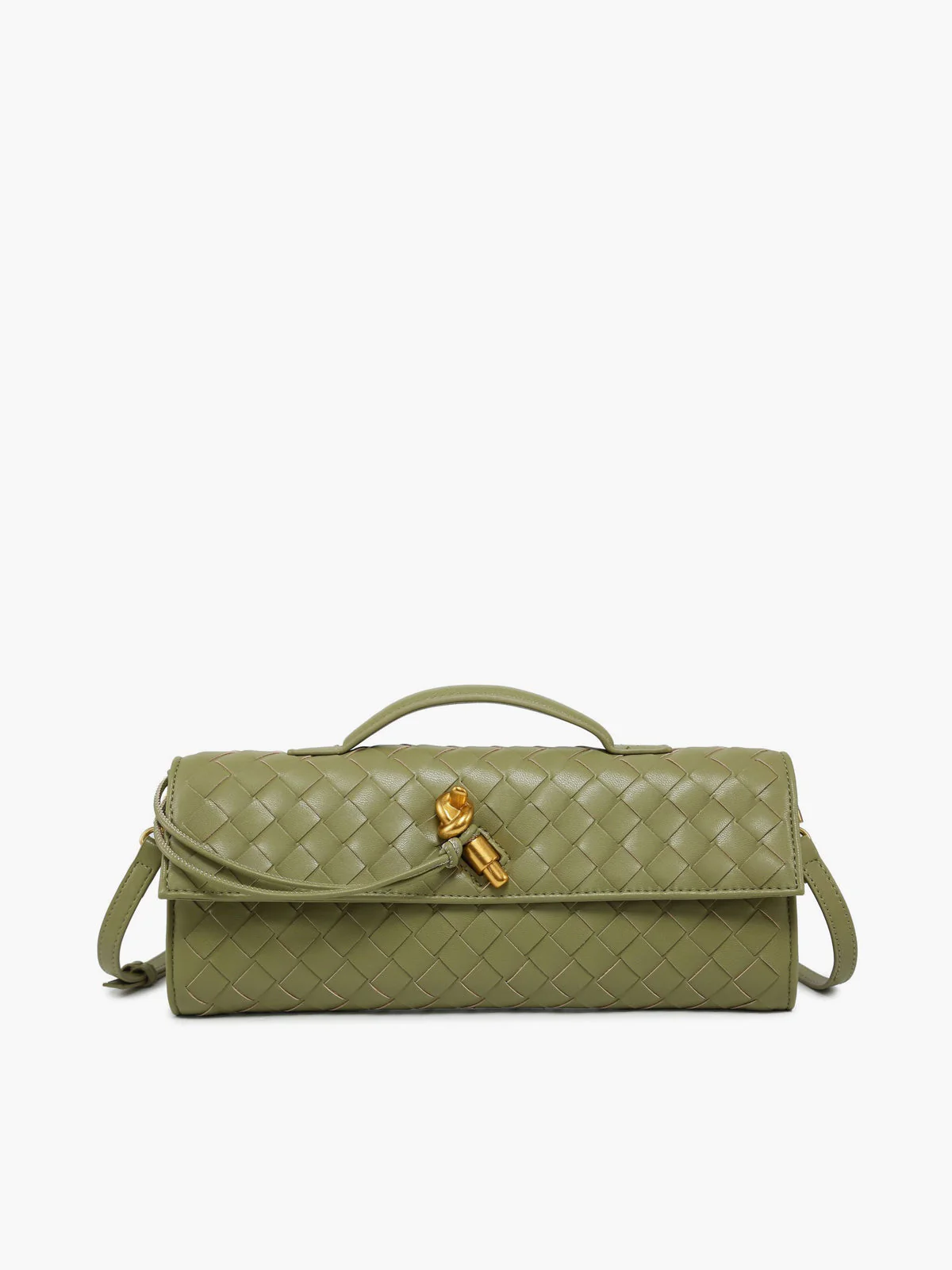 Woven Flap Clutch Handbag - Image 9