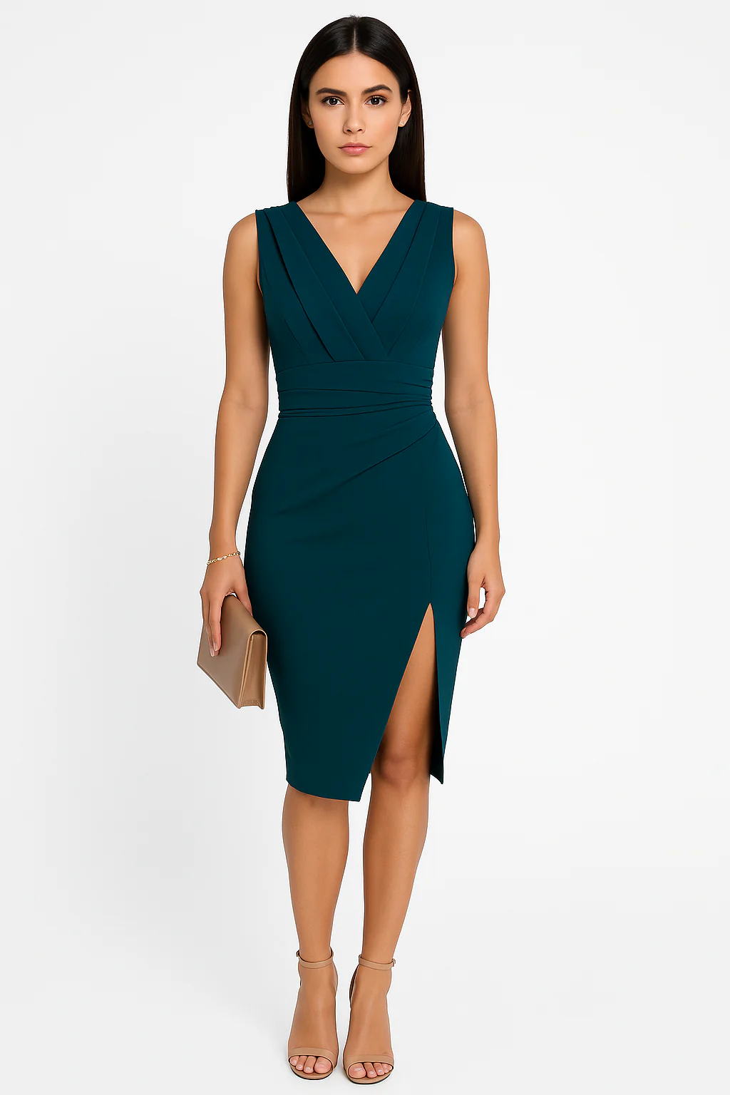 V-neck Bodycon Evening Midi Dress - Image 7