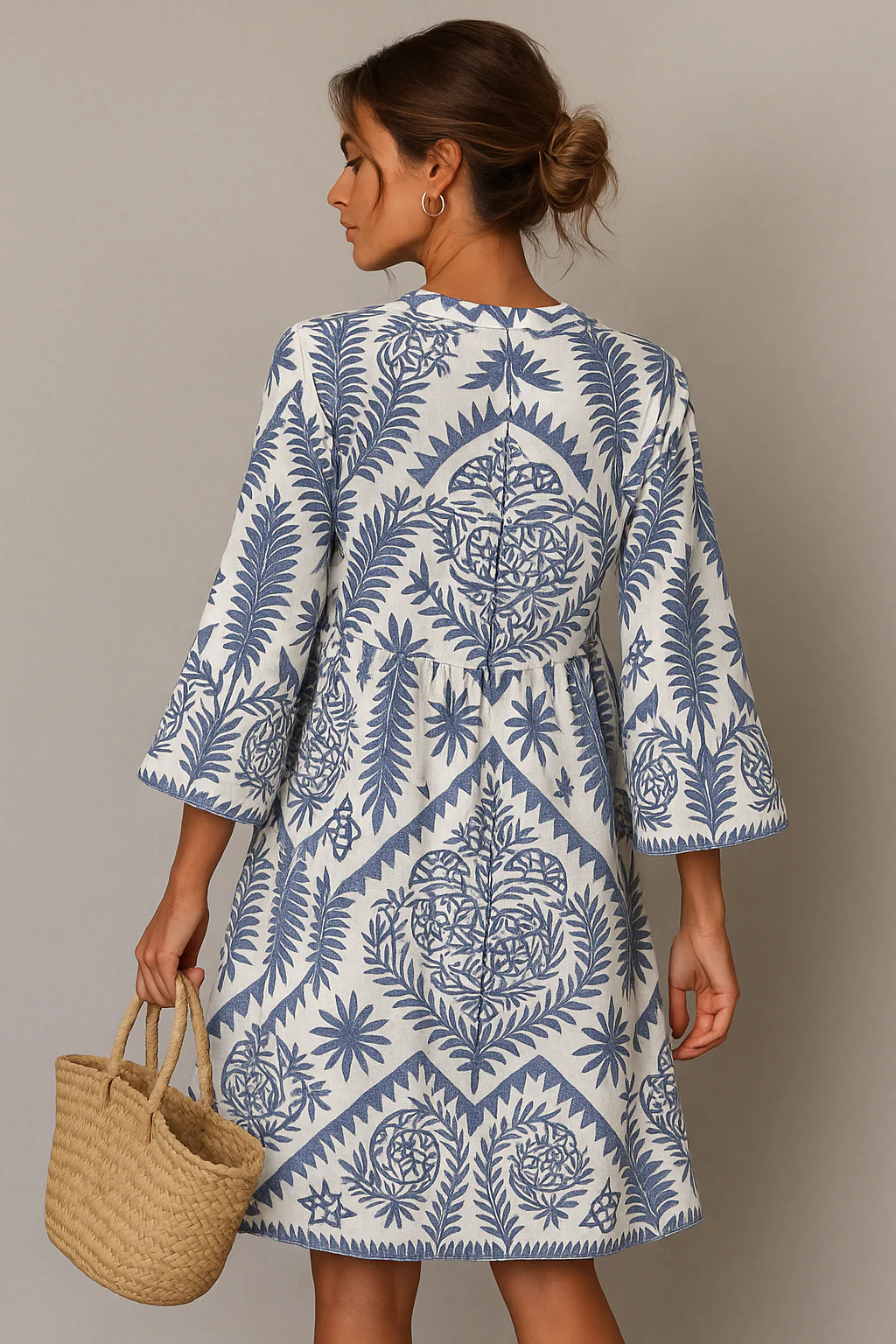 V-Neck Boho Pattern Summer Midi Dress - Image 2