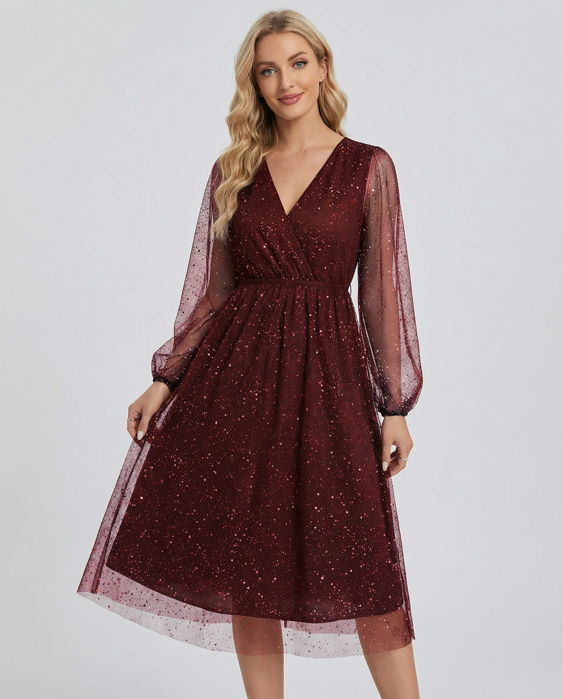 V-Neck Cocktail Dress – Elegant Slim Fit for Special Occasions - Image 2