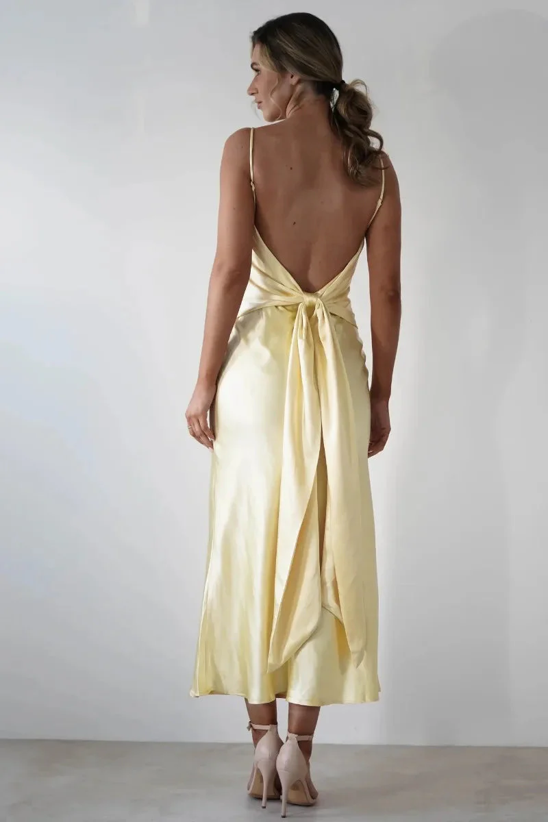 V-Neck Evening Dress – Elegant Satin Midi for Formal Weddings and Special Occasions - Image 5