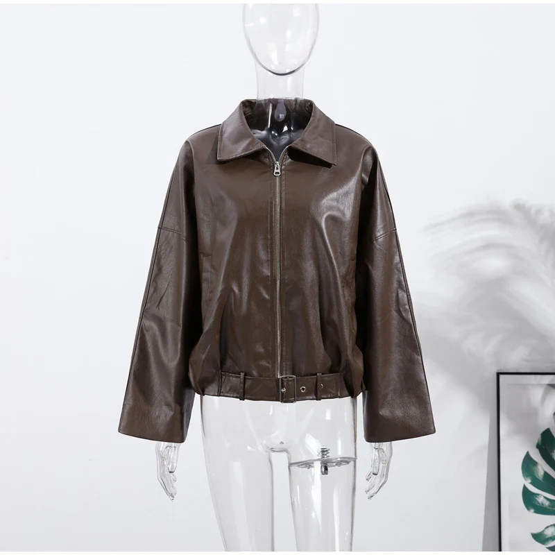 Vintage Faux Leather Bomber Jacket - Image 8