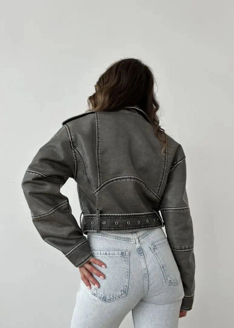 Women's Washed faux leather Jacket - Image 3