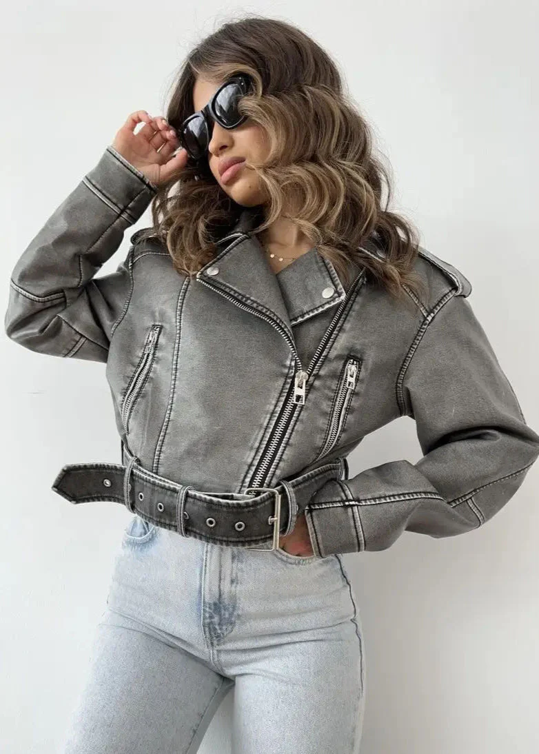 Women's Washed faux leather Jacket - Image 4