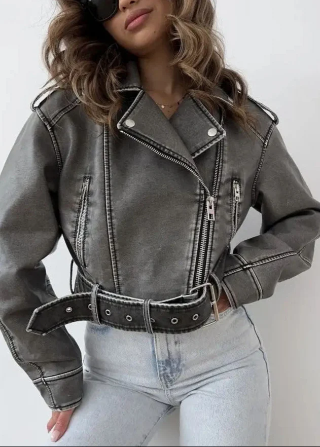 Women's Washed faux leather Jacket - Image 5