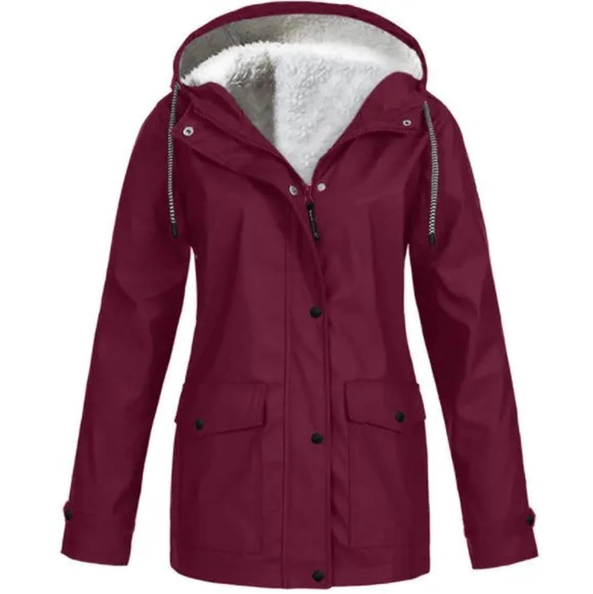 Women's Water and Windproof Fleece-Lined Jacket With Hood - Image 10