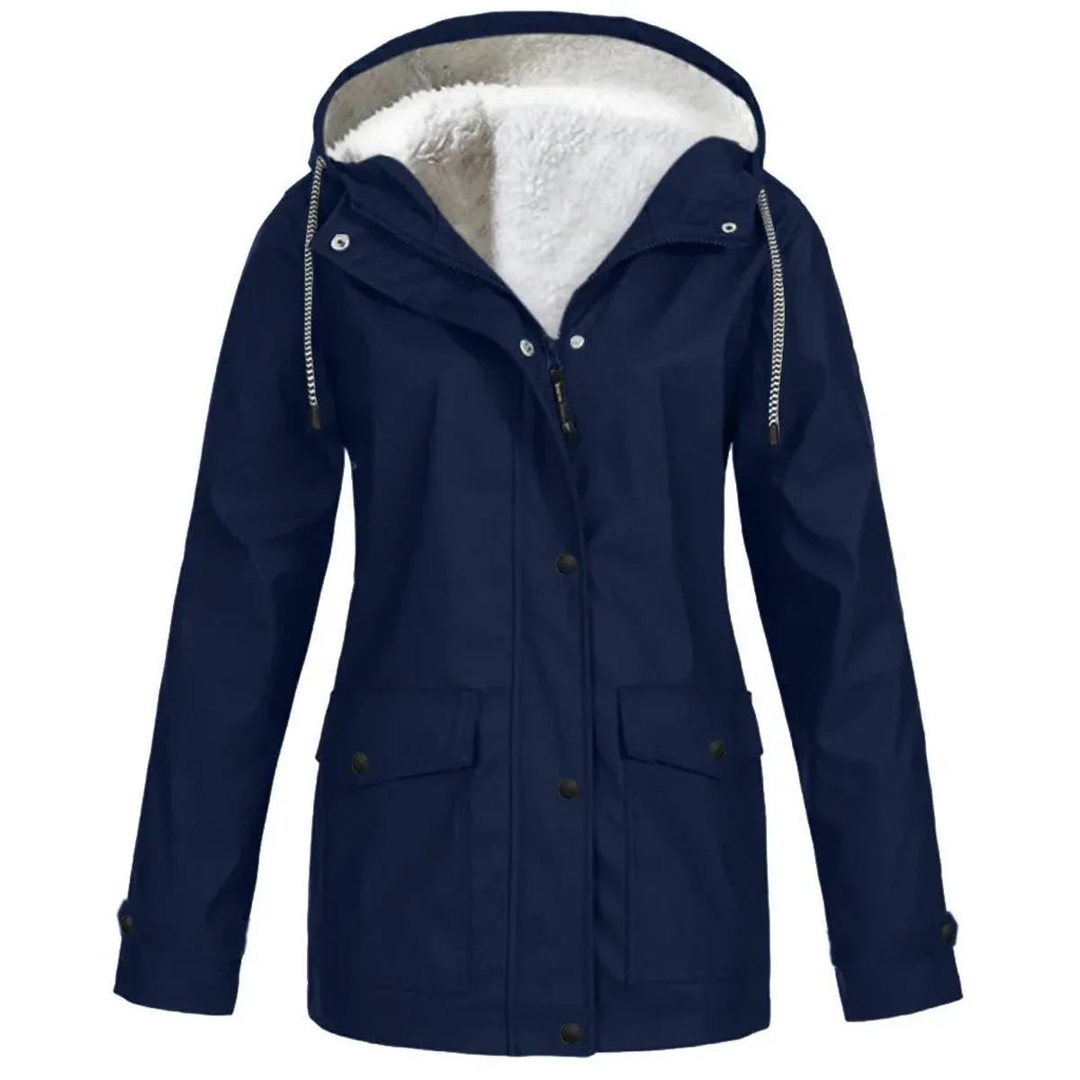 Women's Water and Windproof Fleece-Lined Jacket With Hood - Image 11