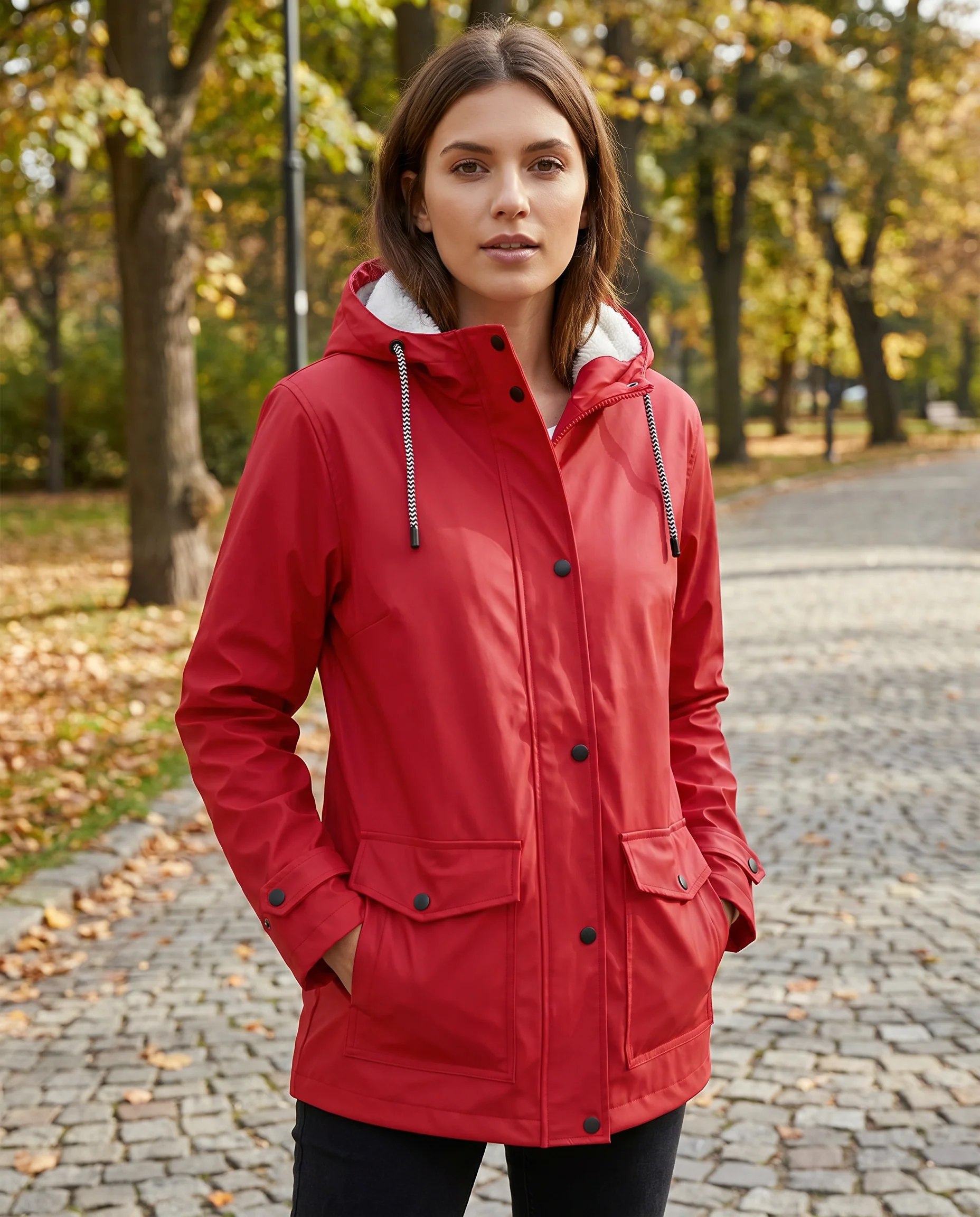 Women's Water and Windproof Fleece-Lined Jacket With Hood - Image 2