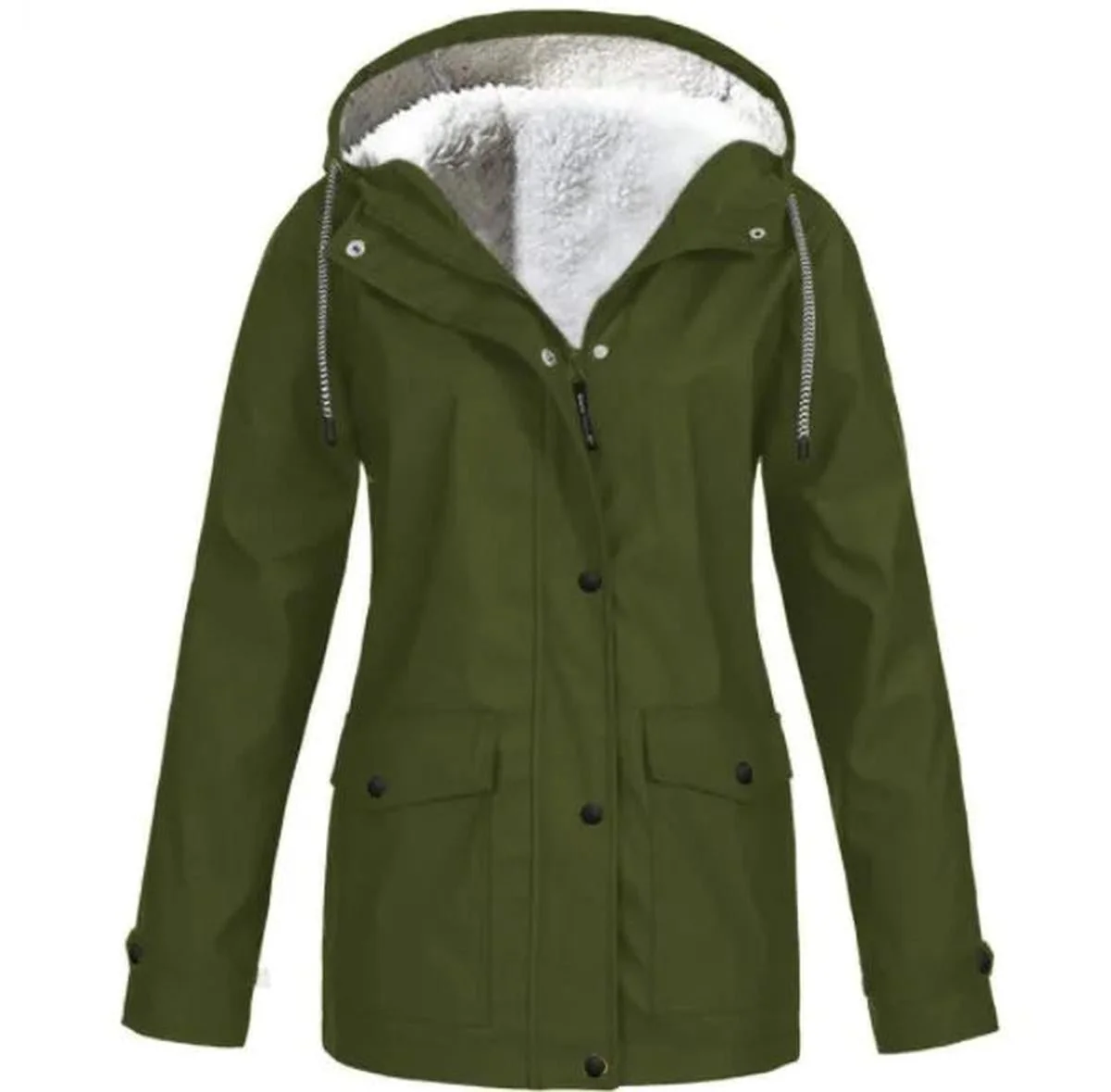 Women's Water and Windproof Fleece-Lined Jacket With Hood - Image 6