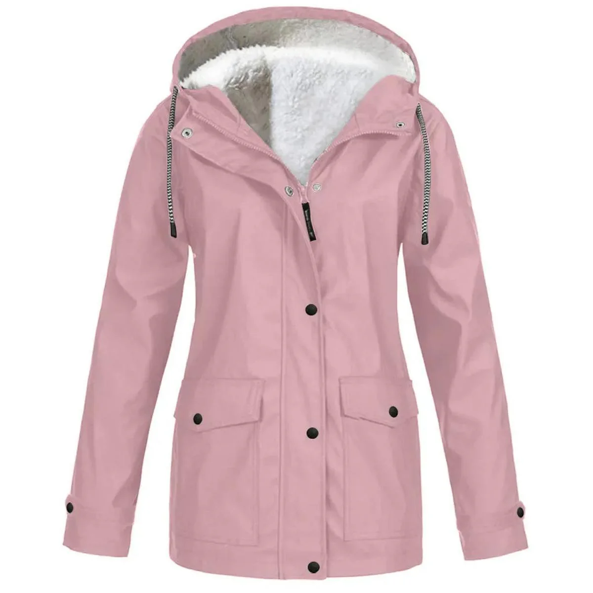 Women's Water and Windproof Fleece-Lined Jacket With Hood - Image 7