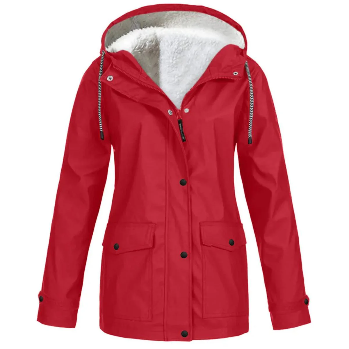 Women's Water and Windproof Fleece-Lined Jacket With Hood - Image 8