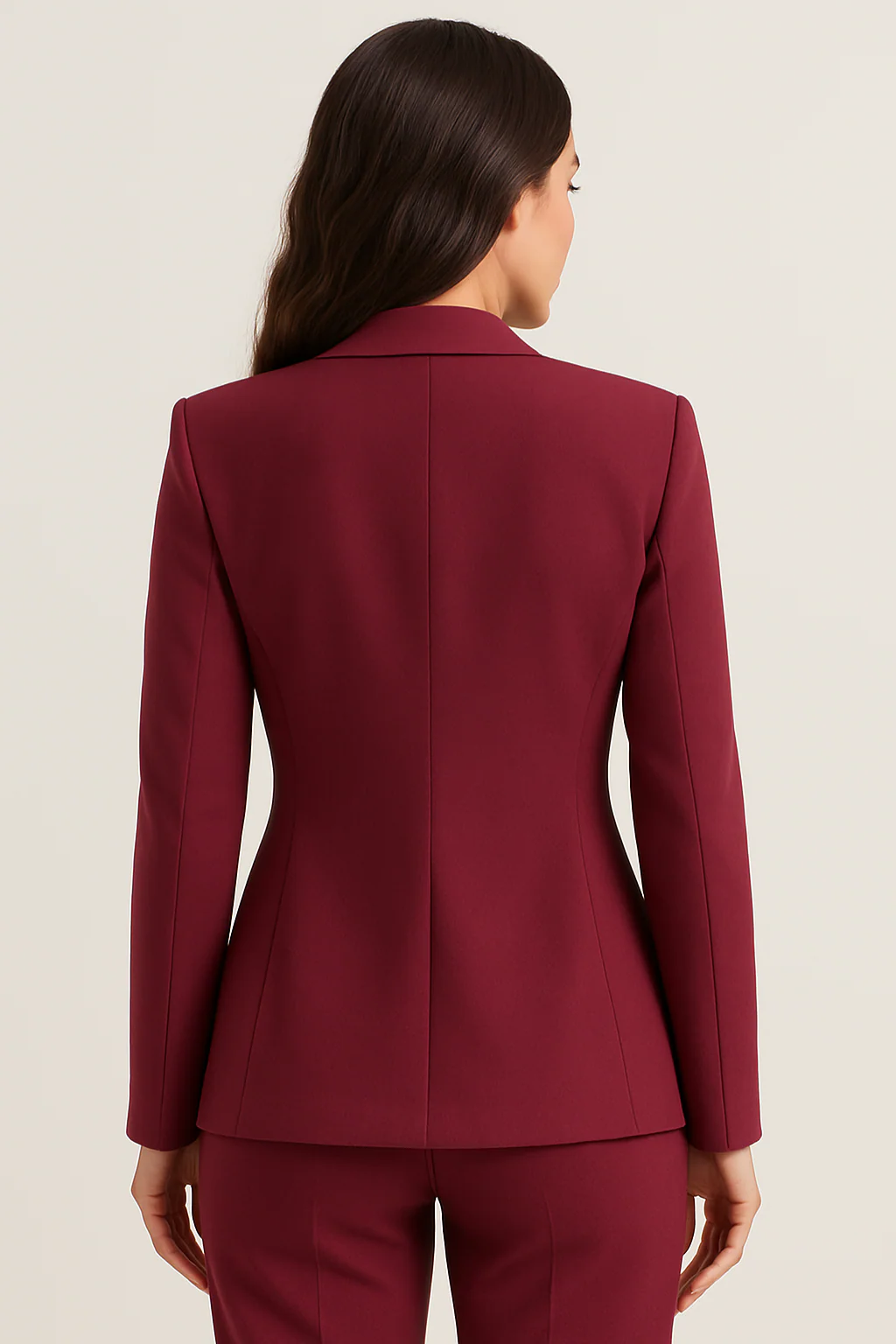 Wine Red Slim-Fit Blazer – Single-Button Tailored Jacket - Image 3