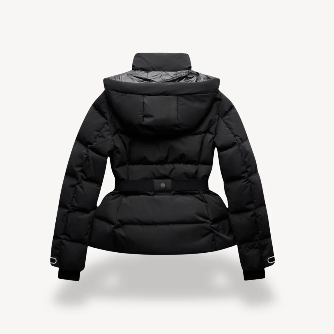 Women’s Black Belted Puffer Jacket - Image 2
