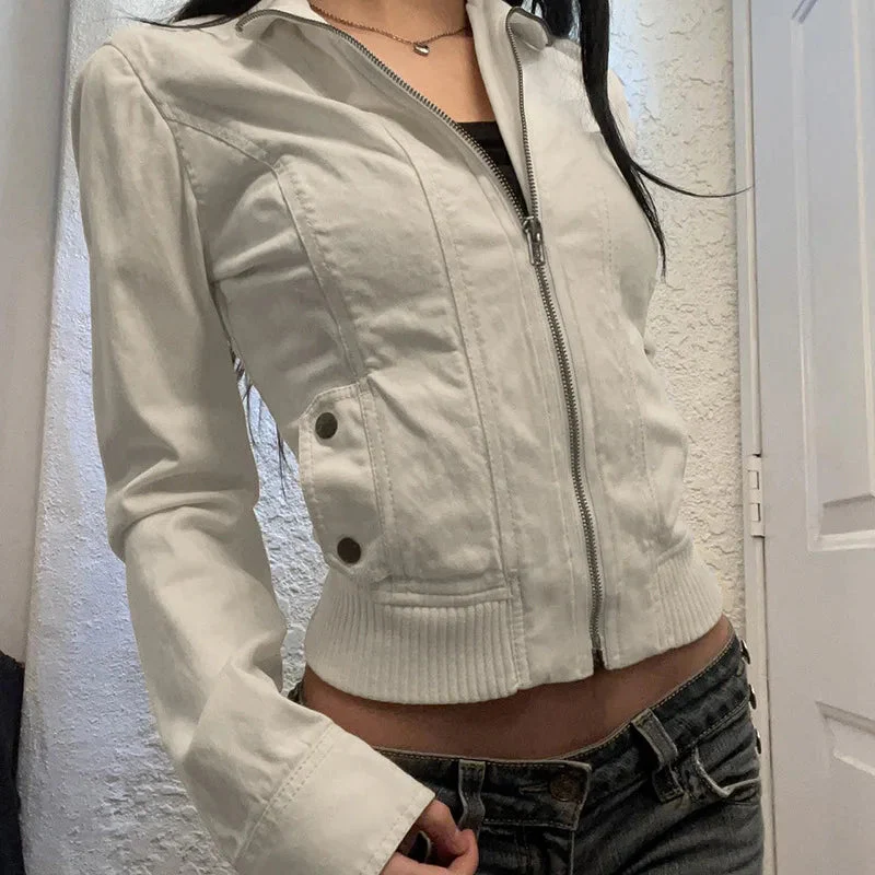 Women’s Cropped Zip-Up Jacket with Fitted Waist and Sporty Minimalist Design - Image 3