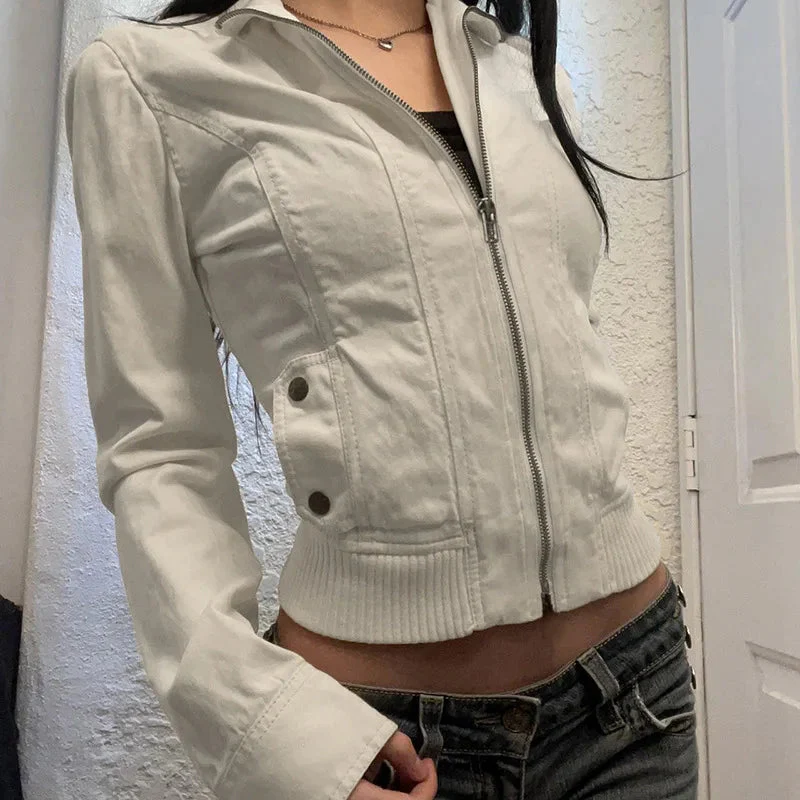 Women’s Cropped Zip-Up Jacket with Fitted Waist and Sporty Minimalist Design - Image 8