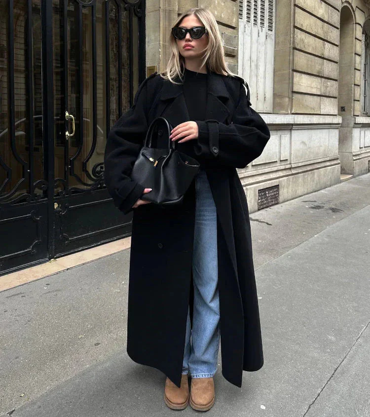 Women’s Double-Breasted Wool Blend Coat - Image 2