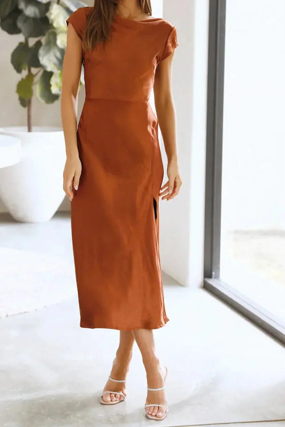 Women’s Slip Formal Cocktail Midi Dress - Image 2