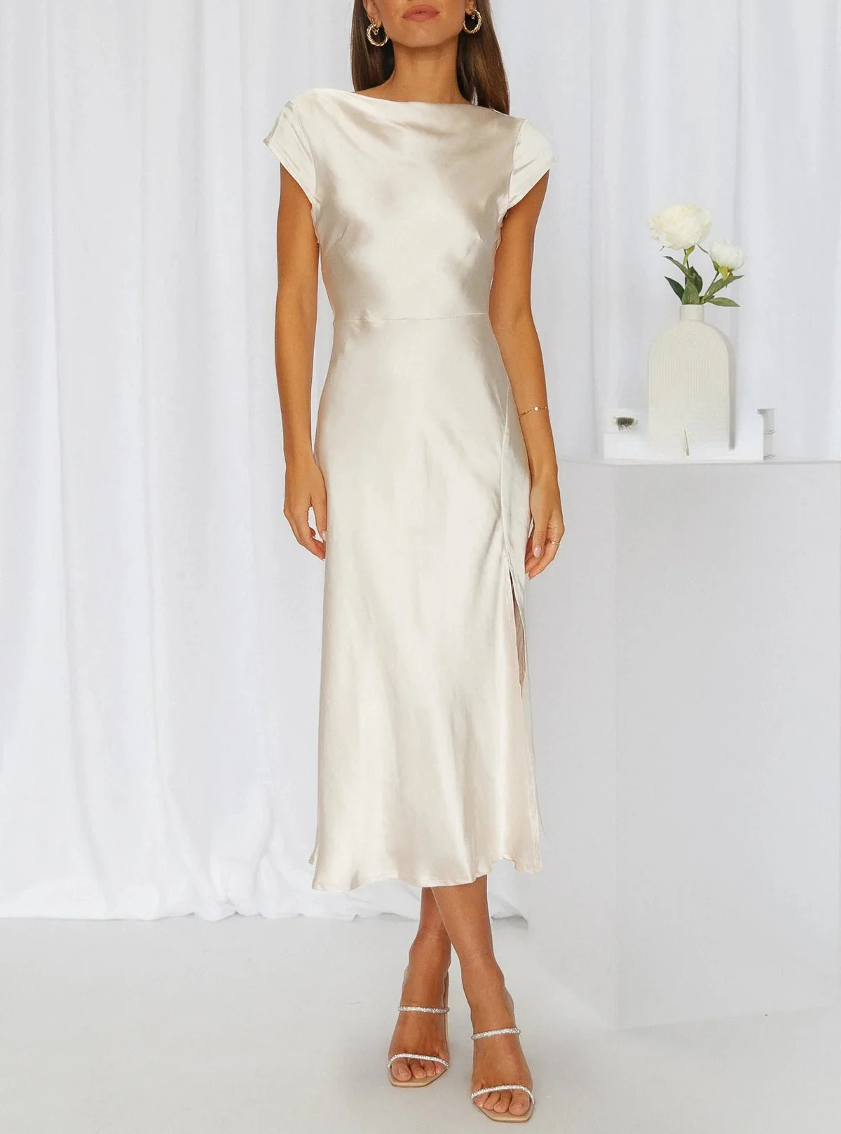 Women’s Slip Formal Cocktail Midi Dress - Image 3