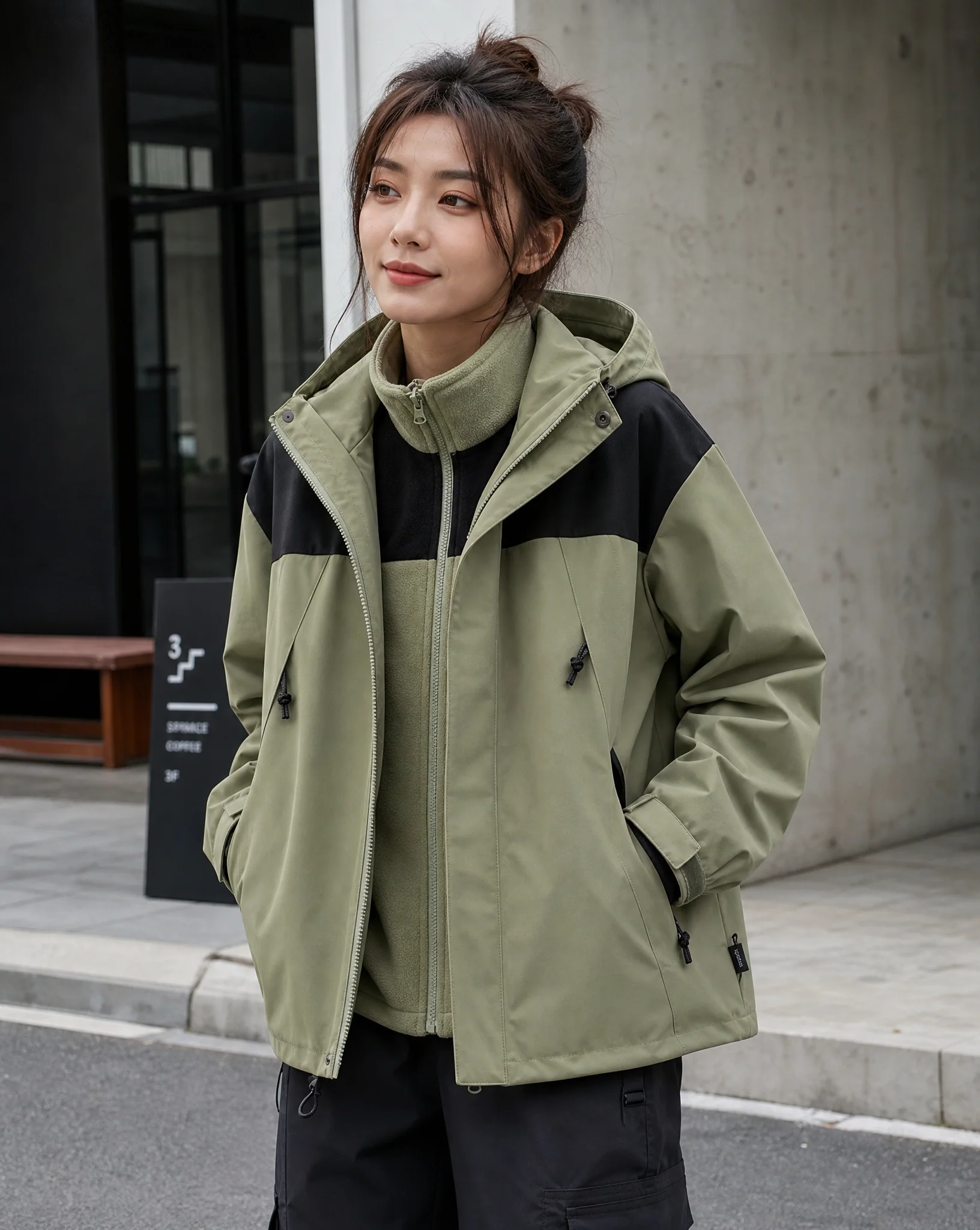 Women's 3-in-1 Fleece Winter Jacket with Hood - Image 3