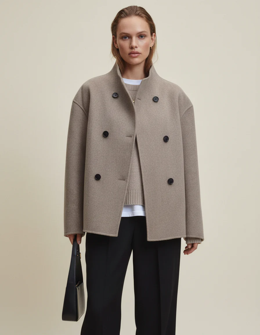 Women's Asymmetrical Button Longline Coat - Image 4