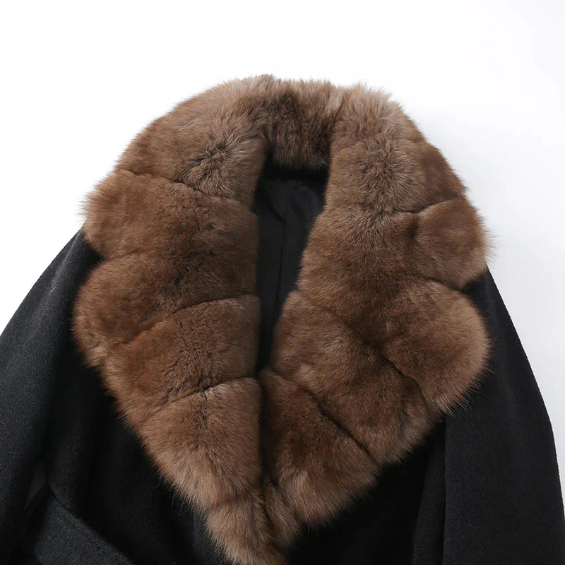 Women's Black Plush Faux Fur Belted Statement Coat - Image 5