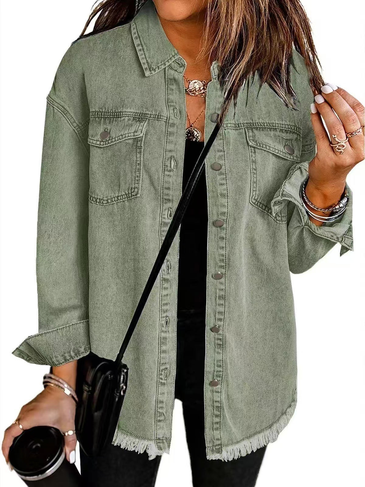 Women's Classic Everyday Denim Jacket — Relaxed Long-Sleeve Cotton Trucker Jacket - Image 4