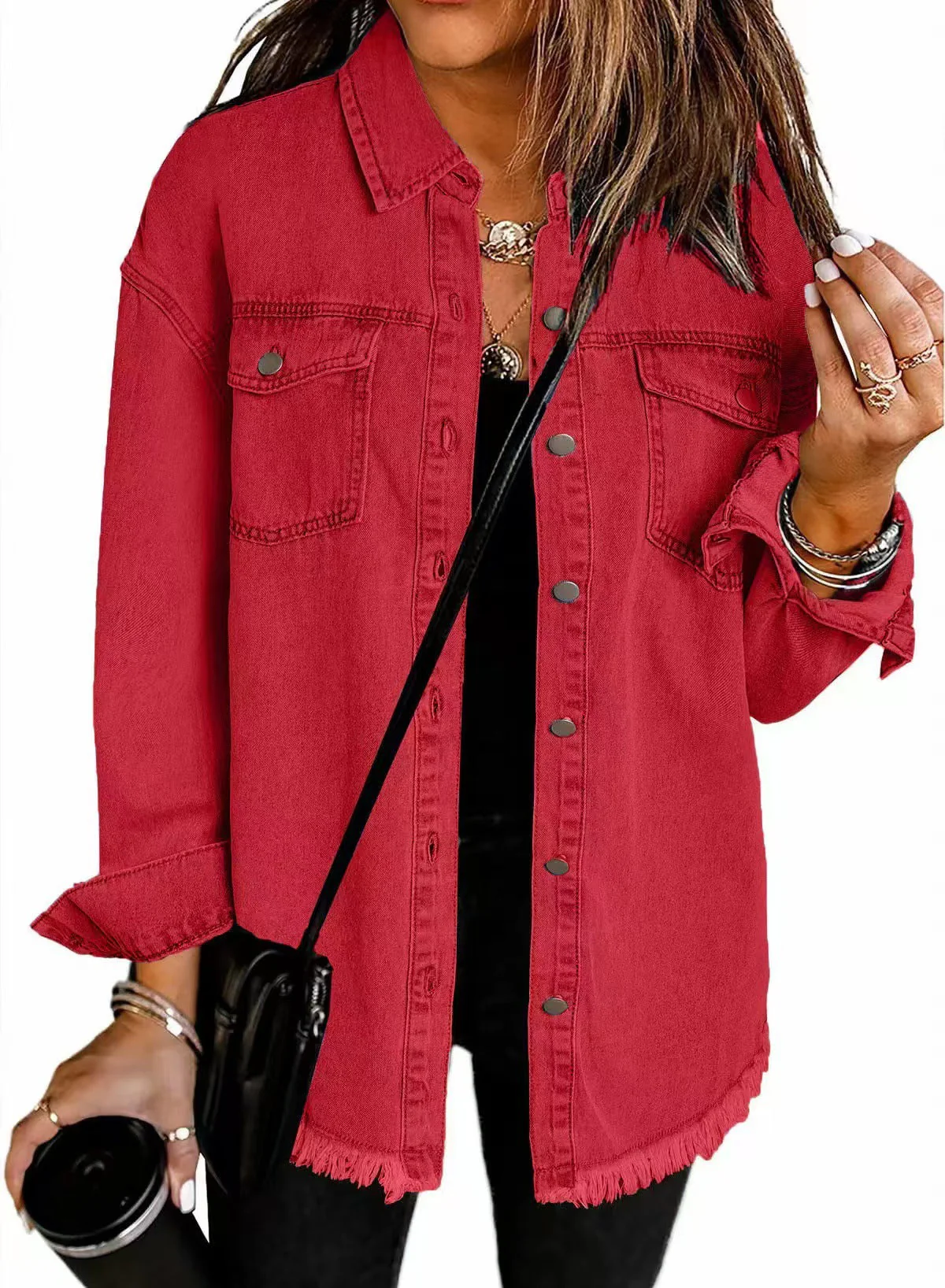 Women's Classic Everyday Denim Jacket — Relaxed Long-Sleeve Cotton Trucker Jacket - Image 8