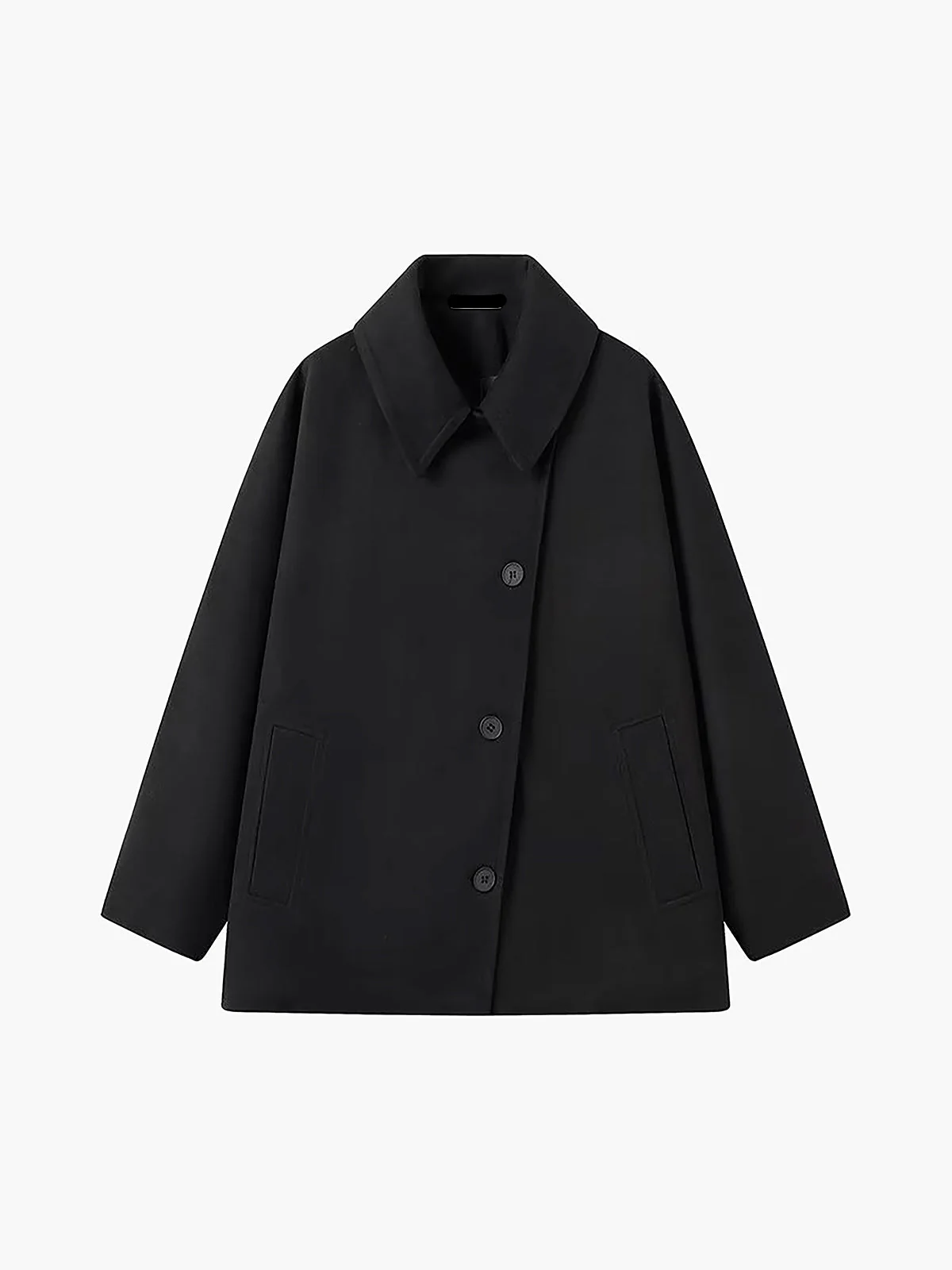 Women's Oversized Wool-Blend Coat with Button Closure - Image 6
