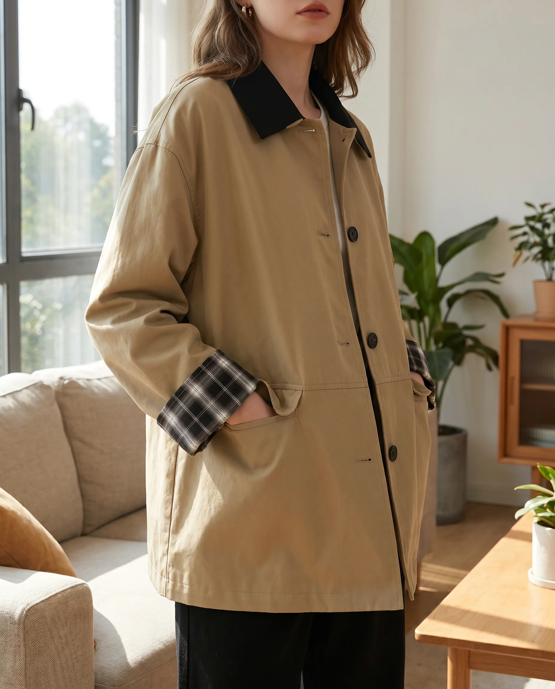 Women's Contrast Trim Button-Up Jacket - Image 4