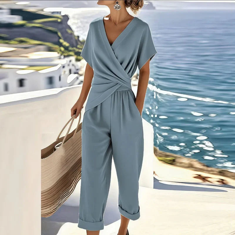 Women's Elegant Long Sleeve Top and Wide Leg Trouser Two-Piece Set - Image 2