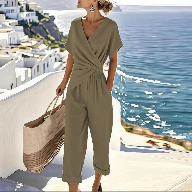 Women's Elegant Long Sleeve Top and Wide Leg Trouser Two-Piece Set - Image 3