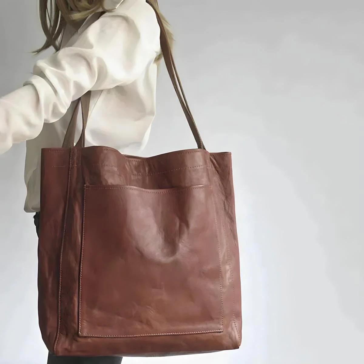 Women's High Quality Faux Leather Handbag With Double Straps - Image 3
