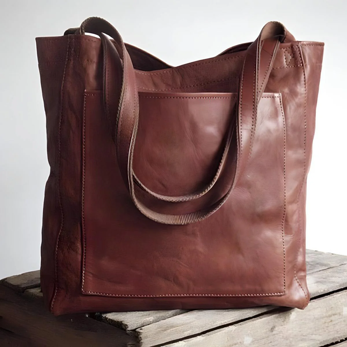 Women's High Quality Faux Leather Handbag With Double Straps - Image 4