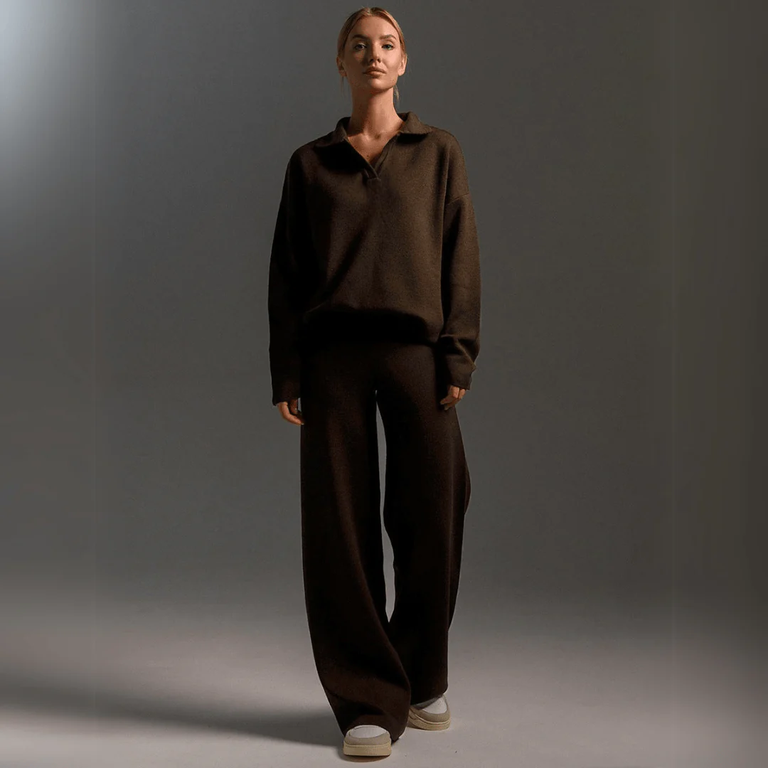 Women's Knitted Sweatshirt and Joggers Tracksuit Two-Piece Set - Image 5