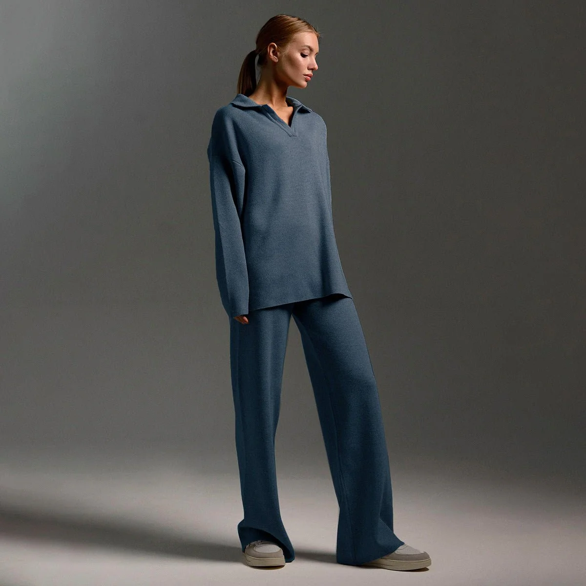 Women's Knitted Sweatshirt and Joggers Tracksuit Two-Piece Set - Image 6