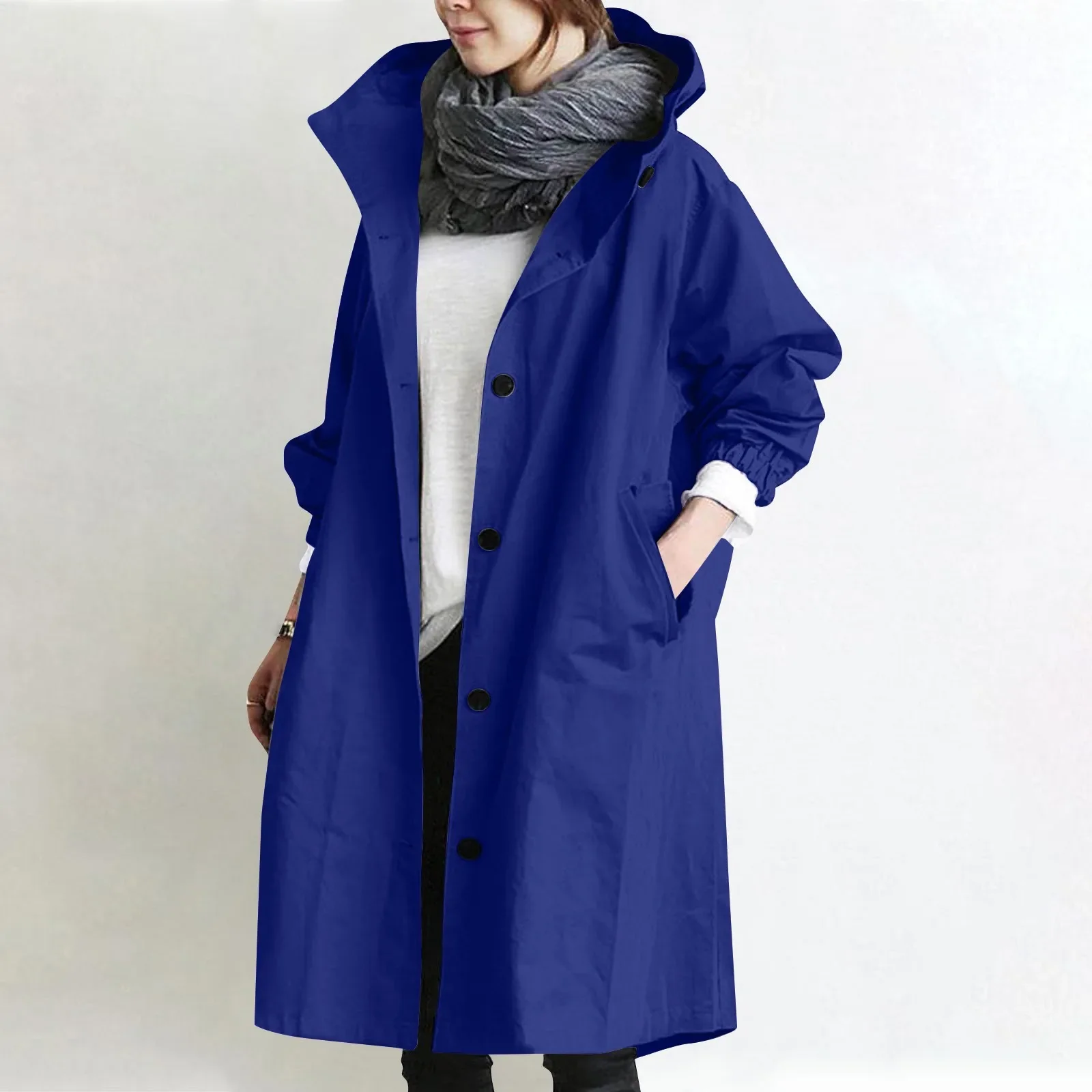 Women's Long Hooded Trench Coat - Image 12