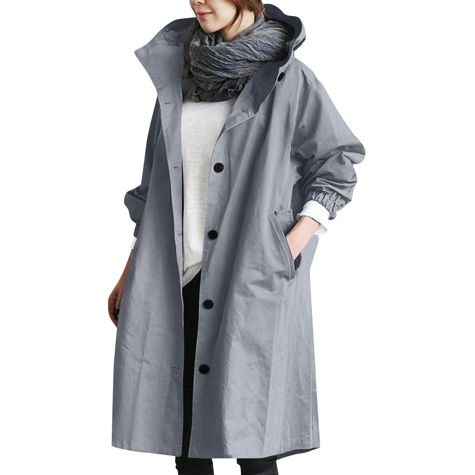Women's Long Hooded Trench Coat - Image 6