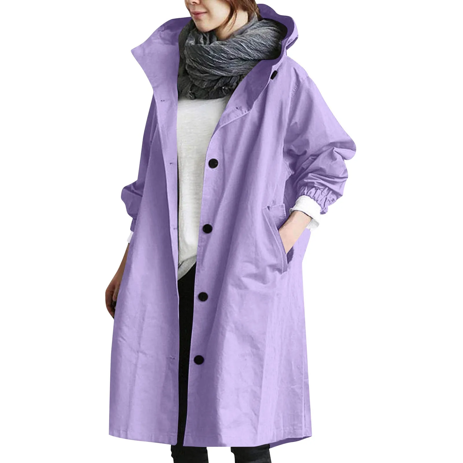 Women's Long Hooded Trench Coat - Image 7
