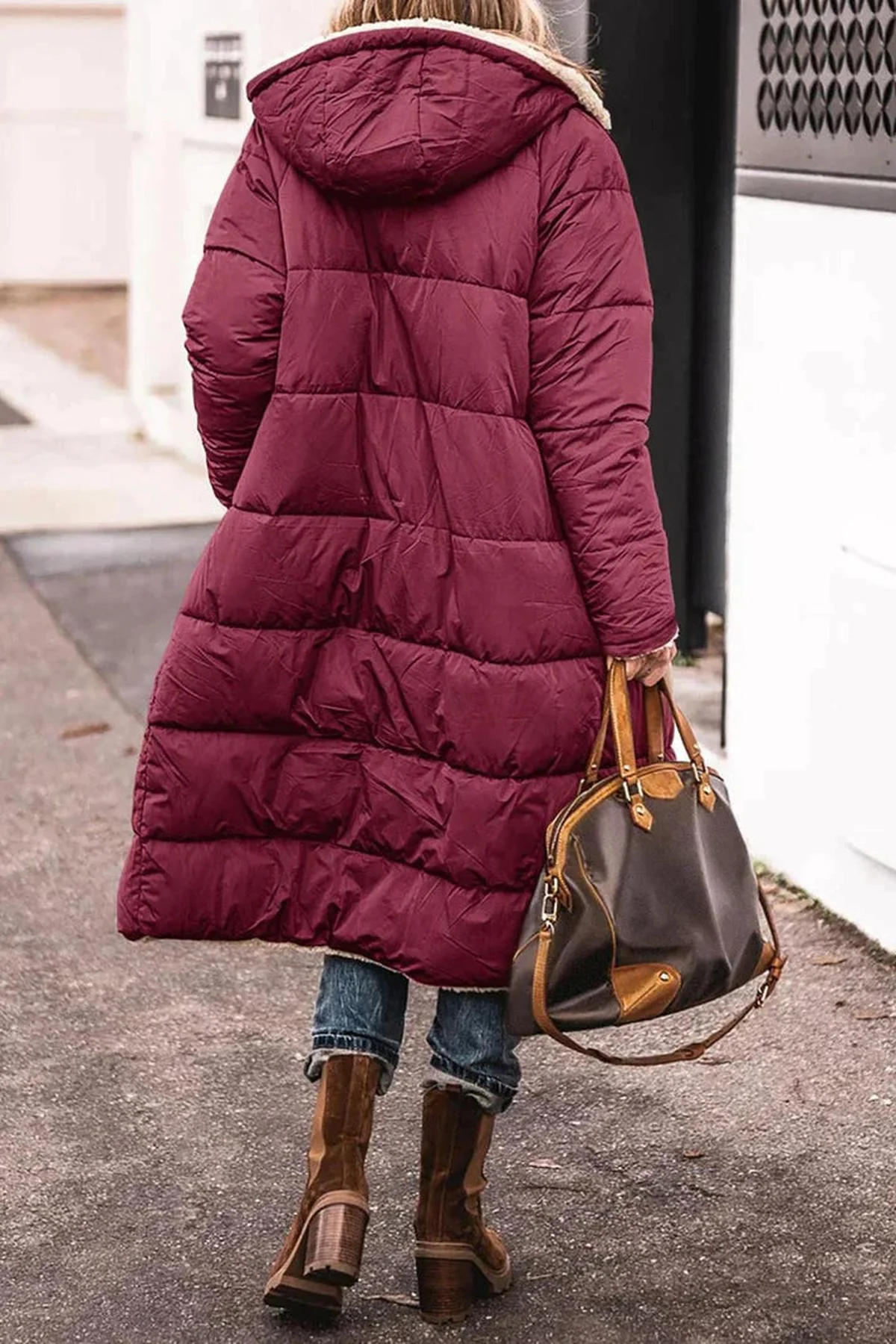 Women's Long Winter Coat Jacket With Hood - Image 11