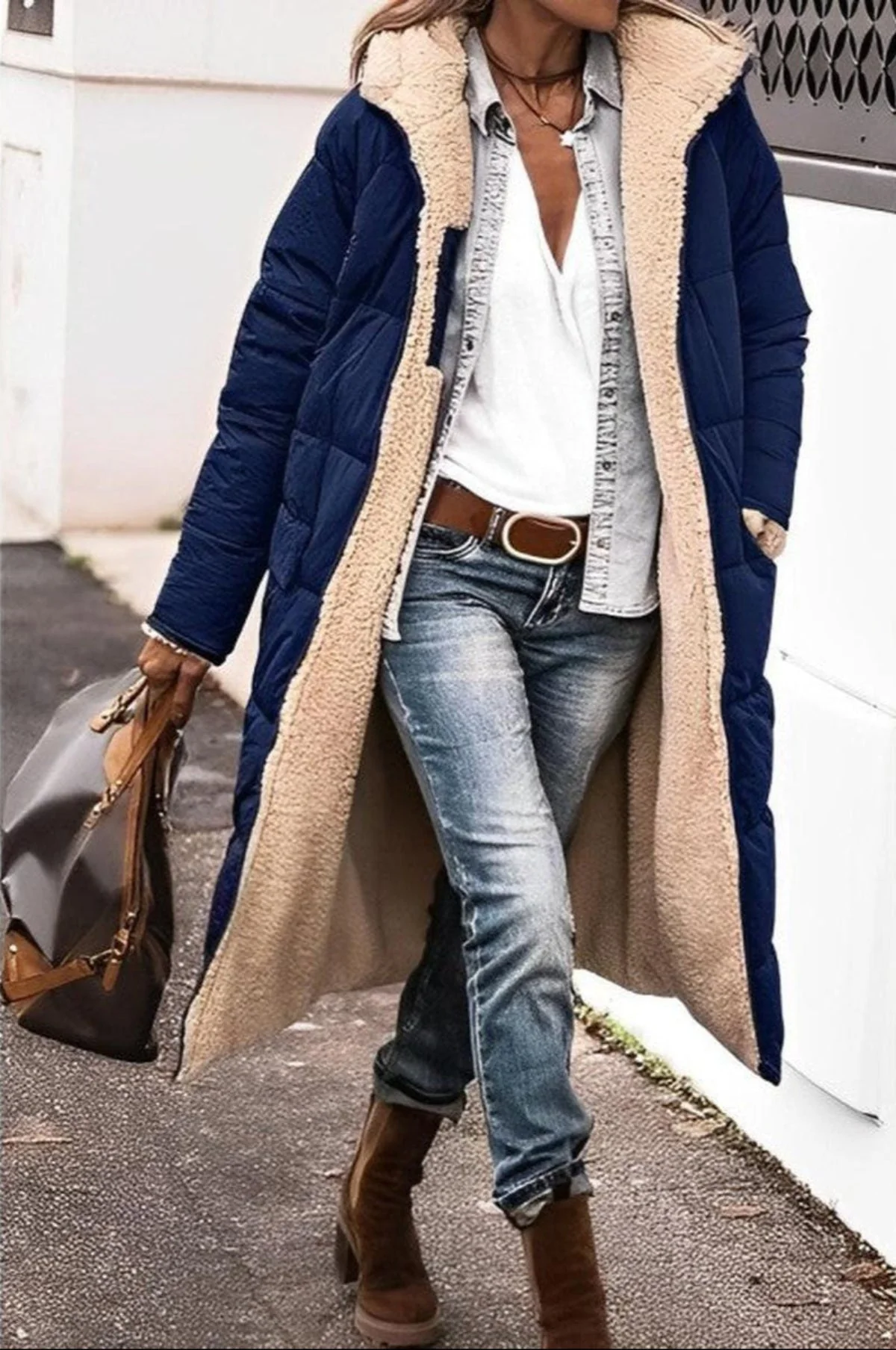 Women's Long Winter Coat Jacket With Hood - Image 5